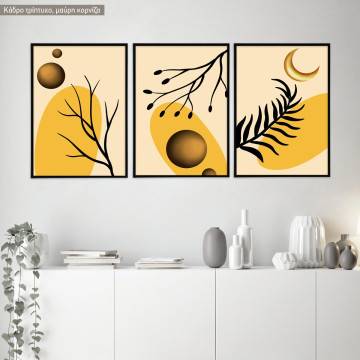 Bright floral art I|, κάδρο, μαύρη κορνίζα, τρίπτυχο