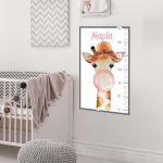 Wall stickers height measure Airballoon and stars watercolor