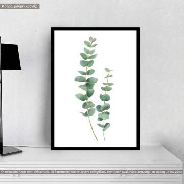 Green leaves in watercolor, poster