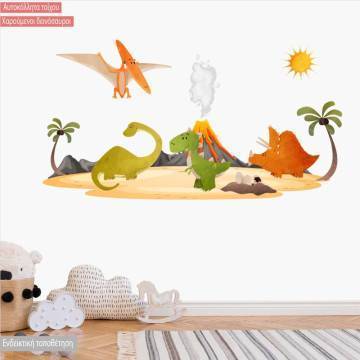 Αυτοκόλλητα τοίχου παιδικά Χαρούμενοι δεινόσαυροι