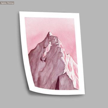 Mountain in pink watercolor, κάδρο, μαύρη κορνίζα 2