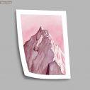 Mountain in pink watercolor, poster