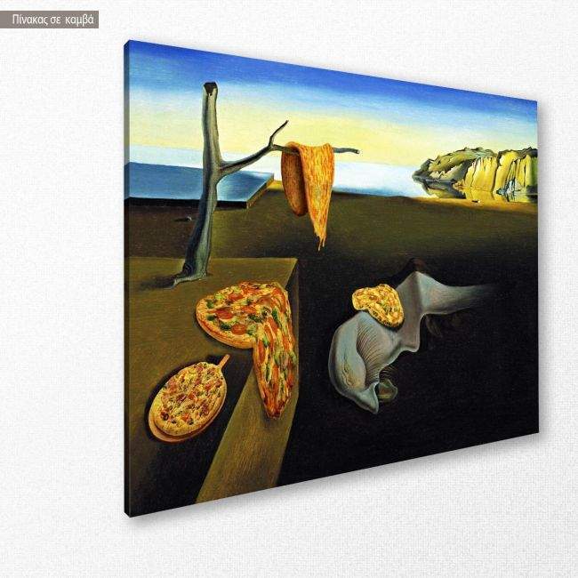 Πίνακας ζωγραφικής The persistence of pizza, (based on the Persistence of Memory by Dali S), κοντινό