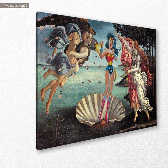 Πίνακας ζωγραφικής Birth of a wonderwoman (based on The birth of Venus by S. Botticelli), πίνακας σε καμβά, κοντινό