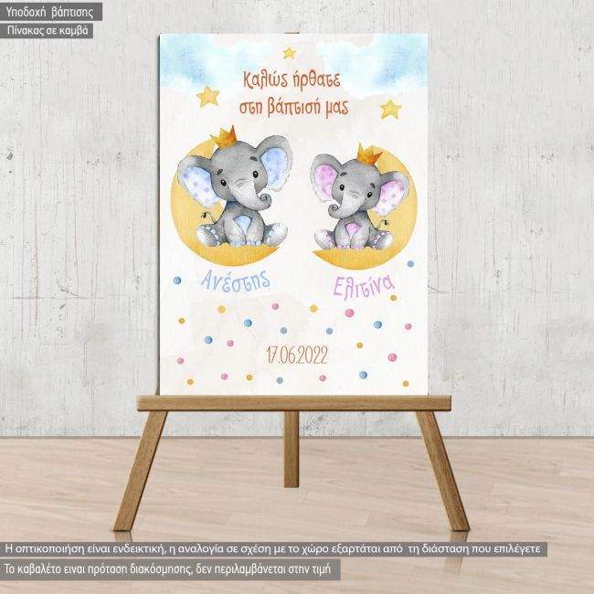 Canvas print vaptism, elephants twins