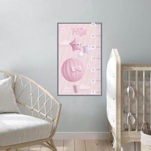Wall stickers height measure balloons and clouds girl watercolor