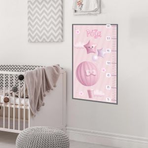 Wall stickers height measure balloons and clouds girl watercolor 2