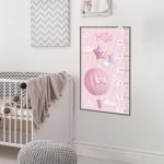 Wall stickers height measure balloons and clouds girl watercolor