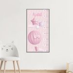Wall stickers height measure balloons and clouds girl watercolor
