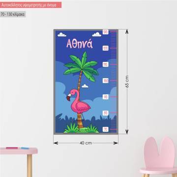 Wall stickers height measure Flaningo and tree