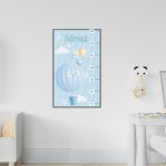 Αυτοκόλλητο αναστημόμετρο, Αερόστατο στα σύννεφα για αγόρι, προσωποποιημένο