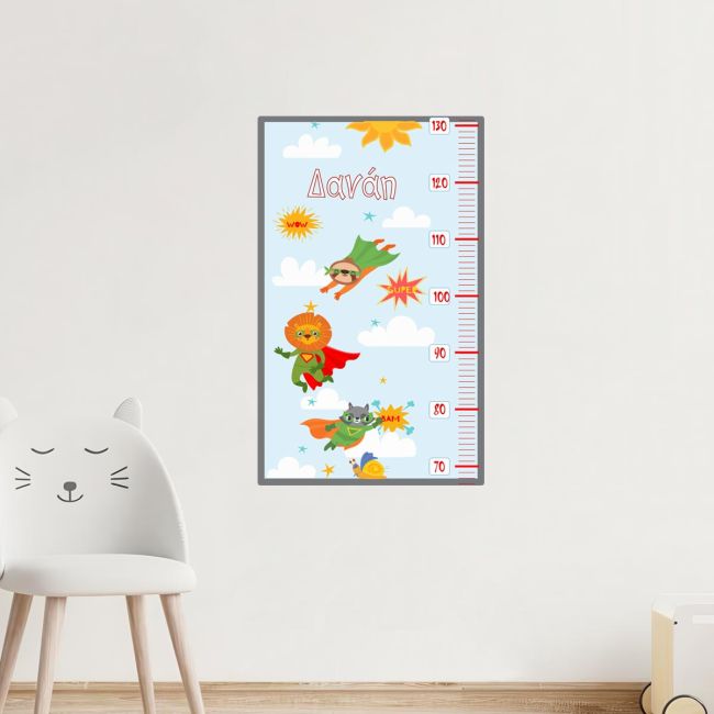 Wall stickers height measureanimals super heroes