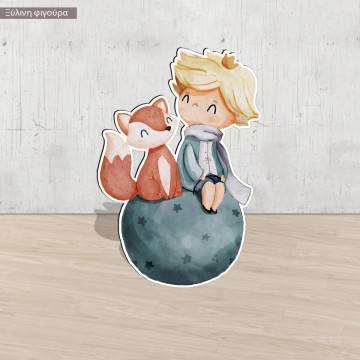 Wooden printed figures little prince watercolor