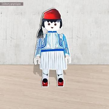 Traditional Greek costume,wooden figure printed
