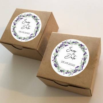 Sticker label Save the date watercolor wreath