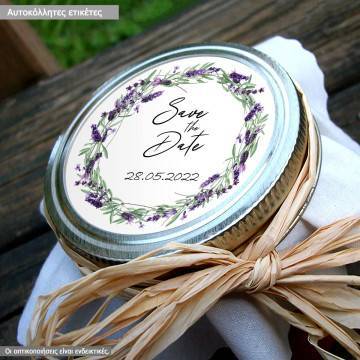 Sticker label Save the date watercolor wreath 2