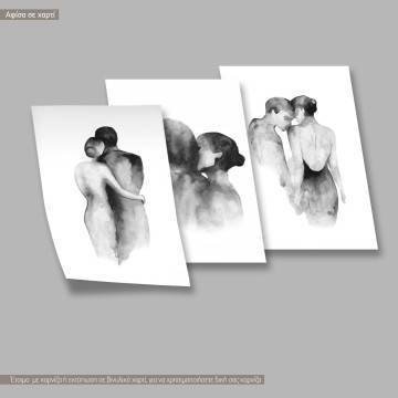 Intimacy, κάδρο, μαύρη κορνίζα, τρίπτυχο 2