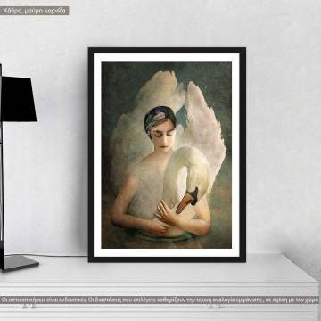 Swan lady, κάδρο, μαύρη κορνίζα