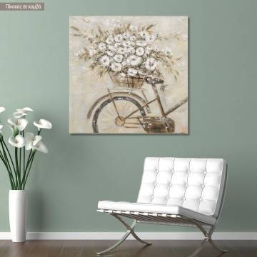 Πίνακας σε καμβά Bicycle and flowers