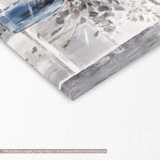 Canvas print Blue vase, white flowers