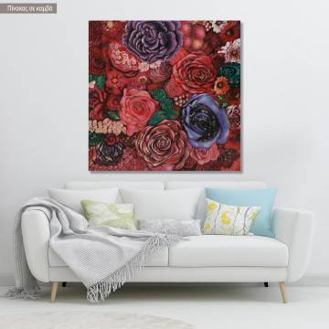 Πίνακας σε καμβά Roses in red