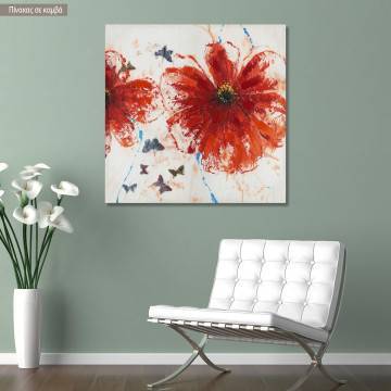 Canvas print Poppies and butterflies