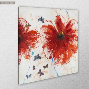 Πίνακας σε καμβά Poppies and butterflies 2