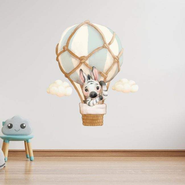 Kids wall stickers Watercolor zebra air balloon