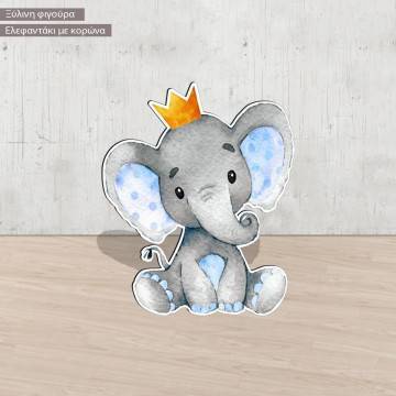 Wooden figure Elephant Crown watercolor
