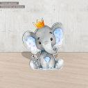 Wooden figure Elephant Crown watercolor