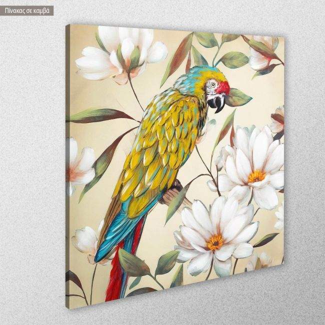 Πίνακας σε καμβά Colorful parrot I, κοντινό
