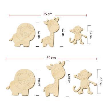 Wooden Lion giraffe, monkey set 3 pcs 2