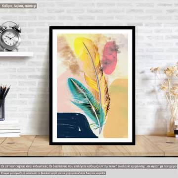 Fluo coloured feathers, poster
