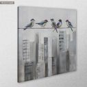 Canvas print Gray city, colorful birds