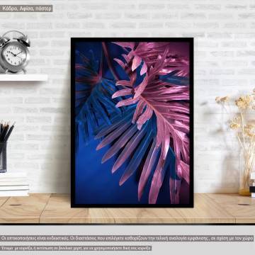 Fluo coloured leaves, poster