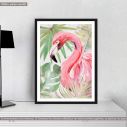 Pink flamingo, κάδρο, μαύρη κορνίζα
