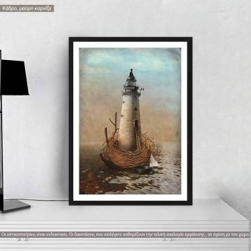 The lighthouse boat, κάδρο, μαύρη κορνίζα