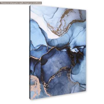 Πίνακας σε καμβά Gold lines in blue marble Καμβάς τελαρωμένος Όψη 1 2
