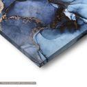 Canvas print Gold lines in blue marble