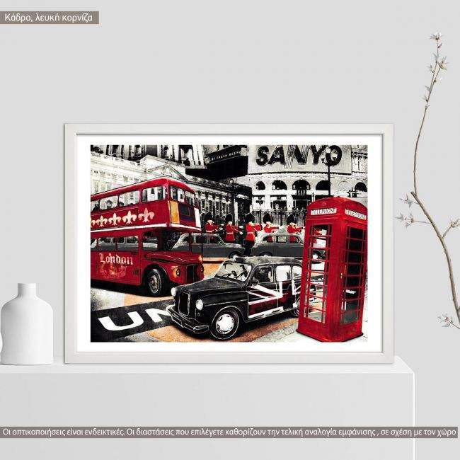 Πίνακας σε καμβά London painting, κάδρο, λευκή κορνίζα