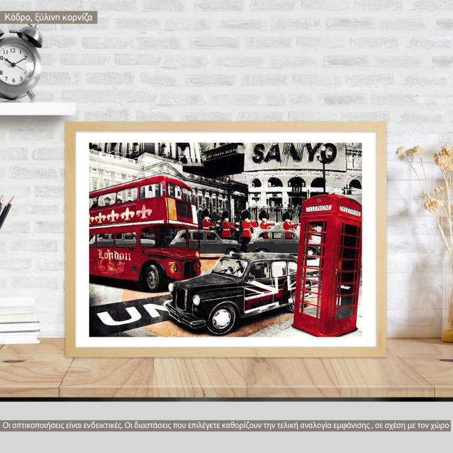 Πίνακας σε καμβά London painting, κάδρο, ξύλινη κορνίζα