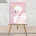 Canvas print welcome to my baptism , swan watercolor and flowers