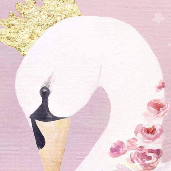 Canvas print welcome to my baptism , swan watercolor and flowers