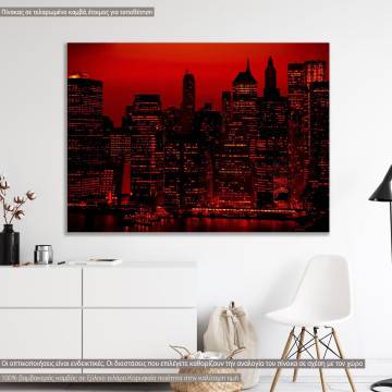 Canvas print Night city in red glow