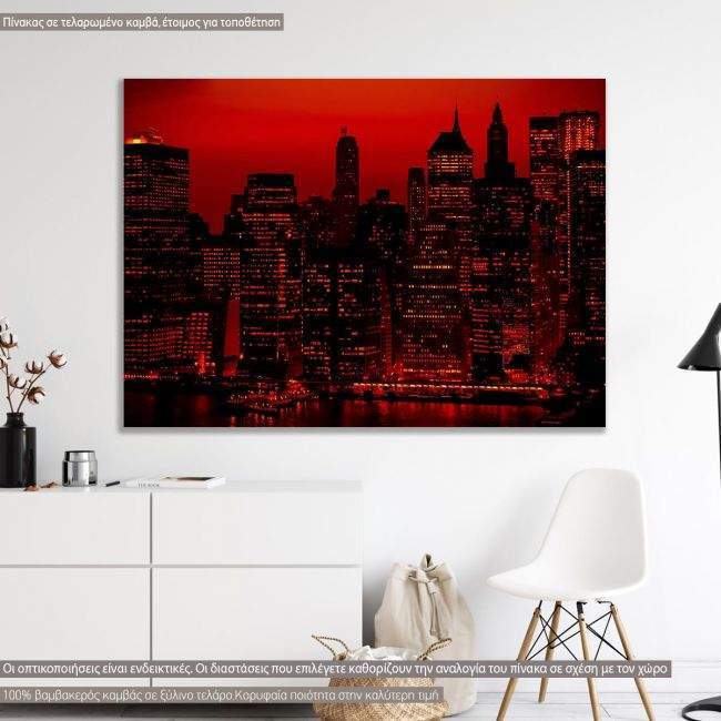 Πίνακας σε καμβά Night city in red glow