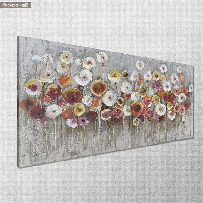 Canvas print Flowers in many colours, panoramic