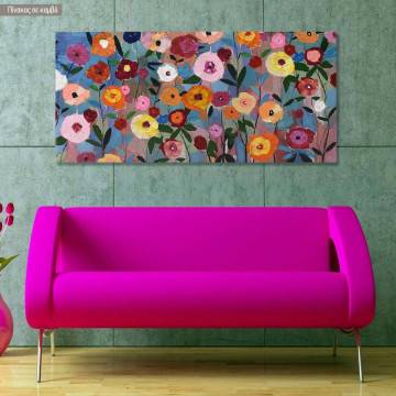 Canvas print Flowers in many colours II, panoramic