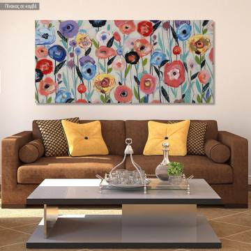 Canvas print Flowers in many colours III, panoramic