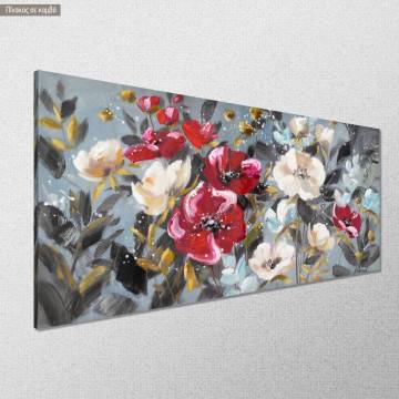 Πίνακας σε καμβά Flowers in many colours V πανοραμικός Καμβάς τελαρωμένος Όψη 1 2