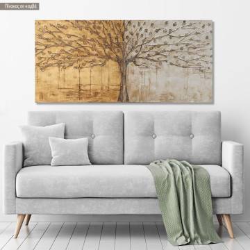 Canvas print Golden and silver tree, panoramic